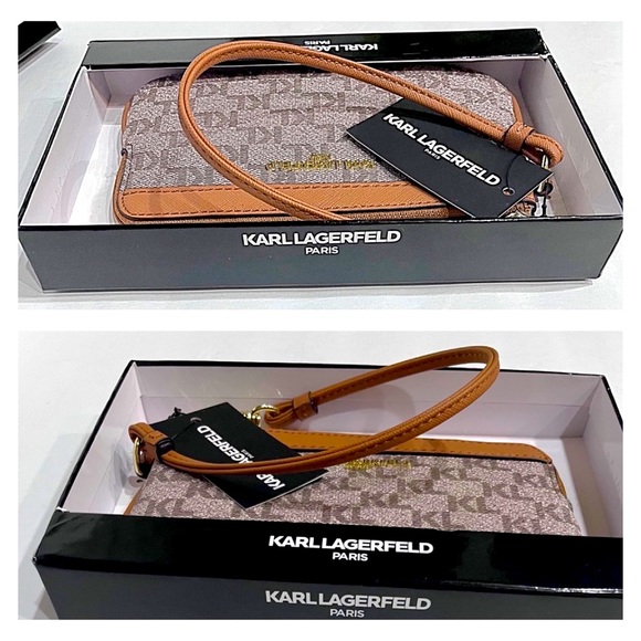 NWT Karl Lagerfeld Almond/Taupe Wristlet / Clutch / Bag - Picture 12 of 15
